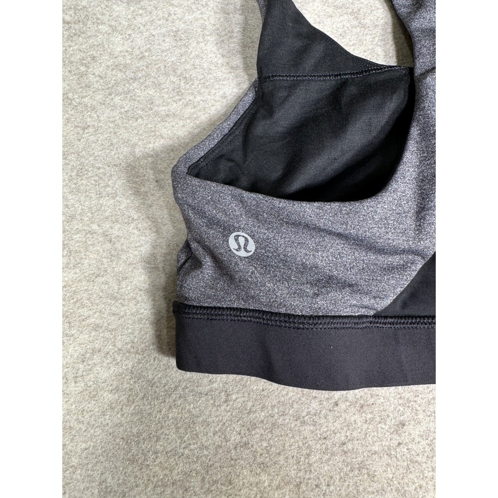 Lululemon Invigorate Sports Bra Women 8 Gray Black Racerback Removable Cups Yoga - Picture 5 of 9